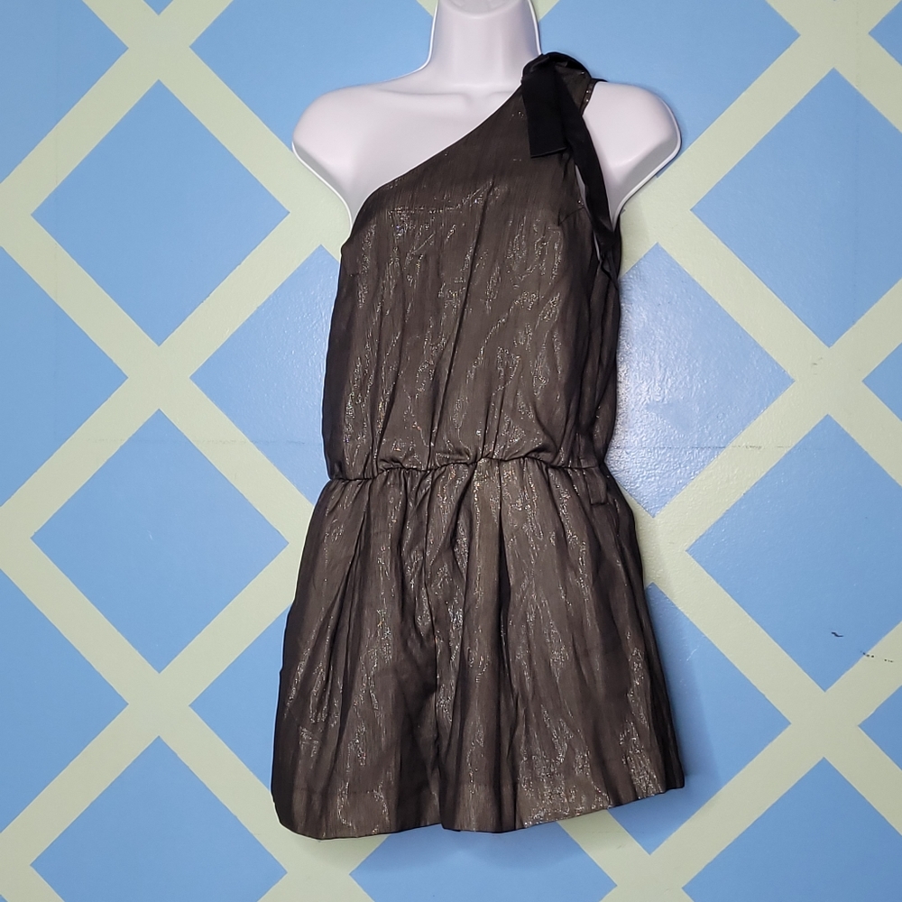 Wink shimmer gray one shoulder romper